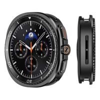 Case de acero inoxidable para Samsung Galaxy Watch 44mm series 4 al 7, cristal de zafiro sintético, negro